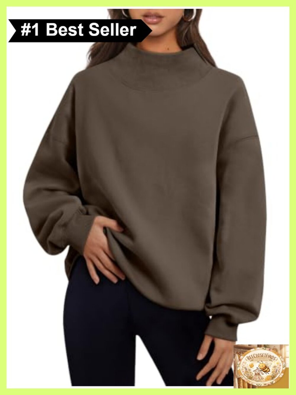 Oversized Mock Neck Sweatshirt Fleece Lined Pullover Casual Fall Layer